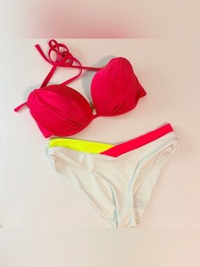 VETCHY Vista Neon Tricolor Bikini Bottoms & Victoria’s Secret Top Set